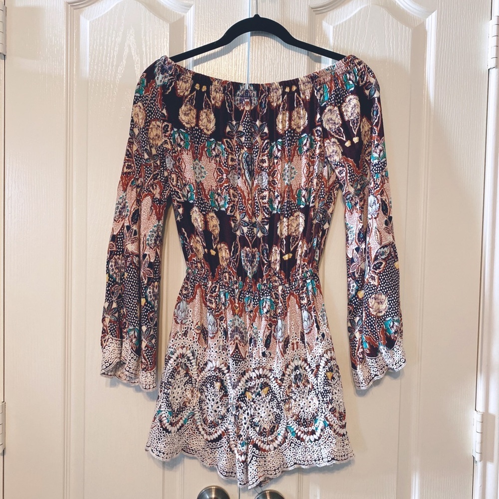 Xhilaration Woman’s Romper Floral Embroidered - Picture 2 of 14